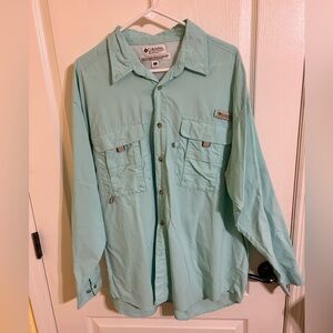 Columbia Men's Casual Button Down Shirt - sea foam medium